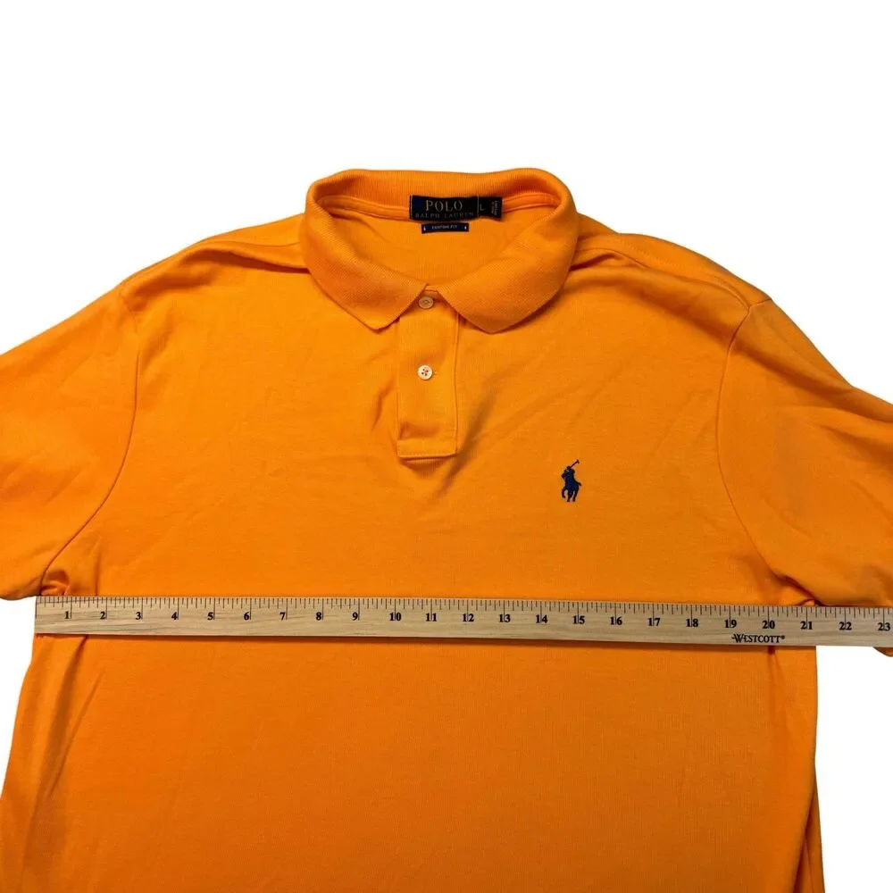 Polo Ralph Lauren Polo Shirt Men's Large Orange Short Sleeve Pony Custom Fit Top